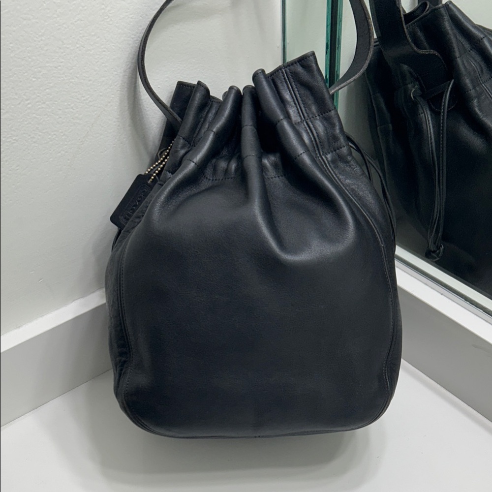 Vintage Coach Delancy Drawstring 4122 Made in USA Black Leather 🖤